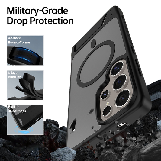 CaseSun-Matte Magnetic Armor Kickstand Case For Samsung S25 Ultra/Edge/Plus