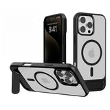 Metal Finish Magnetic Case with Wing Stand For iPhone 16 Pro Max