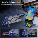 Metal Finish Magnetic Case with Wing Stand For iPhone 16 Pro Max