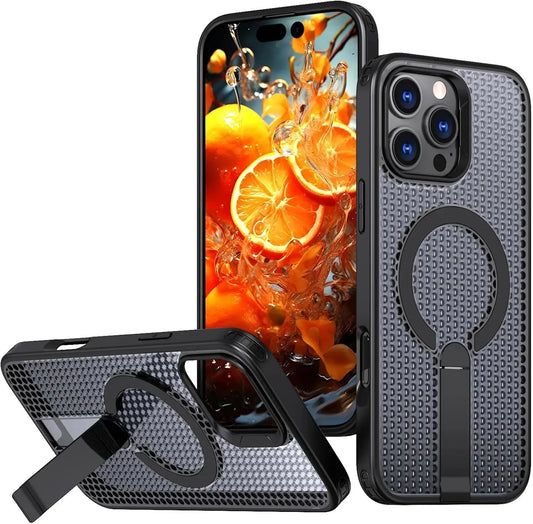Magnetic Breathable For iPhone Case With Kickstand