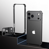 CASESUN Metal Bumper Case for iPhone 17 Pro Max in matte black — slim aluminum frame with a sleek modern look.