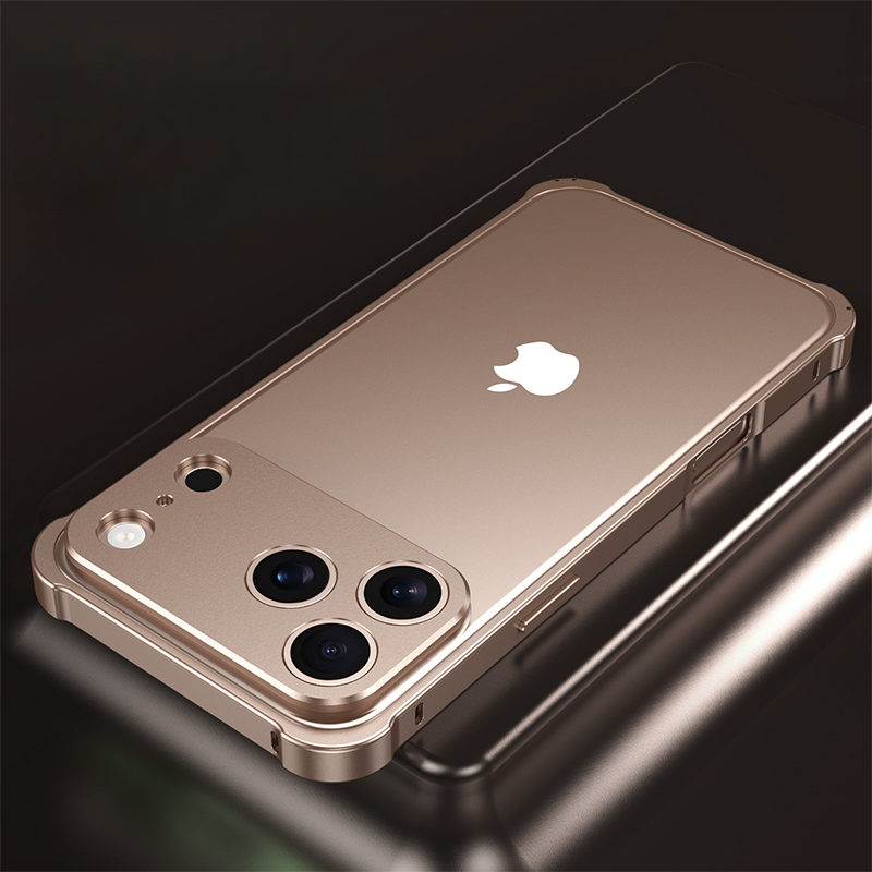CASESUN iPhone 17 Pro Max Aluminum Frame Case — precision-cut edges, smooth texture, and solid metal buttons.