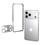 CASESUN Aluminum Alloy Frame Case for iPhone 17 Pro Max in silver — lightweight metal bumper with full camera protection.