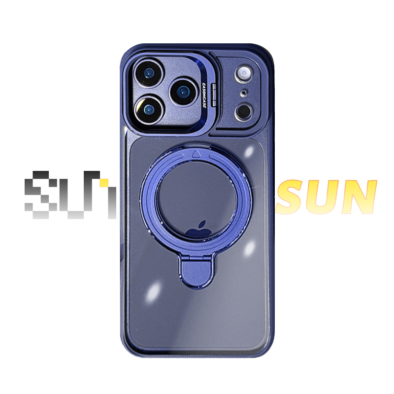 Blue clear magnetic dual-stand case for iPhone 18 Pro