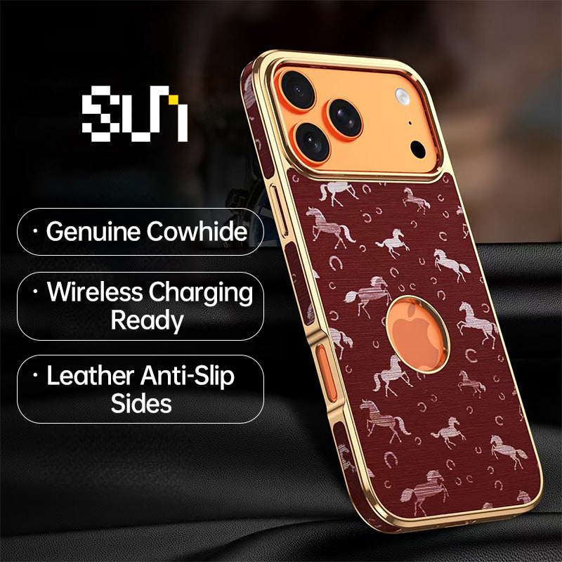 CASESUN Horse-Patterned Genuine Leather MagSafe Case For iPhone 17 Series