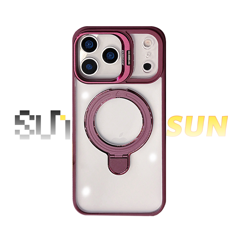 Dark Cherry clear magnetic dual-stand case for iPhone 18 Pro