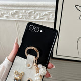 CASESUN Teddy Charm Case + Pearl Wrist Strap | Croc Texture for Z Flip 7/6/5/4/3