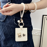 CASESUN Teddy Charm Case + Pearl Wrist Strap | Croc Texture for Z Flip 7/6/5/4/3