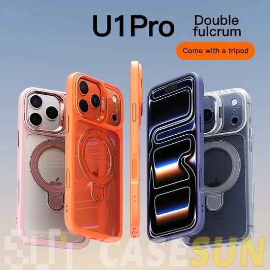 CaseSun-Magnetic Dual Stand Clear Case For iPhone 17/16/15/14 Series