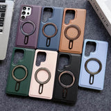 CaseSun Leather MagSafe Stand Case for Samsung S25 Series