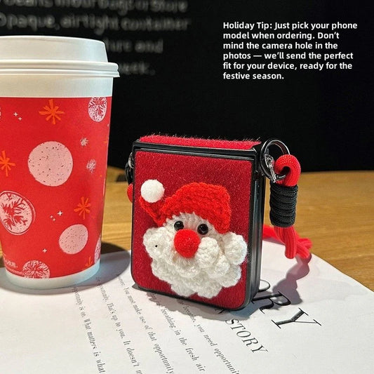 CASESUN Santa Red Velvet Case for Samsung Galaxy Z Flip5/4/3 – Christmas Edition