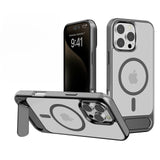 Metal Finish Magnetic Case with Wing Stand For iPhone 16 Pro Max