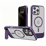 Metal Finish Magnetic Case with Wing Stand For iPhone 16 Pro Max