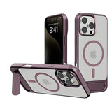 Metal Finish Magnetic Case with Wing Stand For iPhone 16 Pro Max
