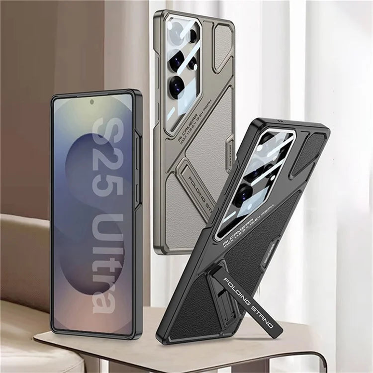 Magnetic Leather Kickstand Case for Galaxy S25 Ultra | CASESUN®