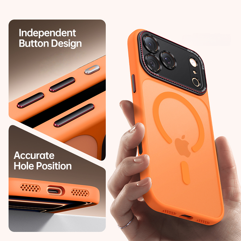 CASESUN frosted iPhone 17 Pro Max MagSafe case with independent metal buttons and accurate cutouts