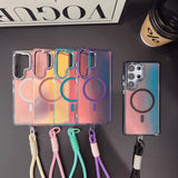 CaseSun-Colorful Magnetic Case With Lanyard For Samsung S25 Series