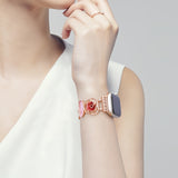 Elegant Rose Apple Watch Band – Jewelry-Inspired Bracelet for Women