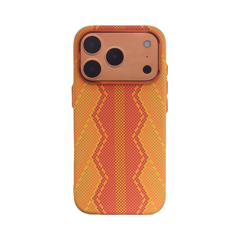 CASESUN Kevlar texture phone case for iPhone 17 Pro Max with snake skin style pattern