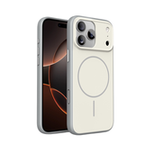 CASESUN-White frosted MagSafe case for iPhone 17 Pro Max with smooth matte finish.